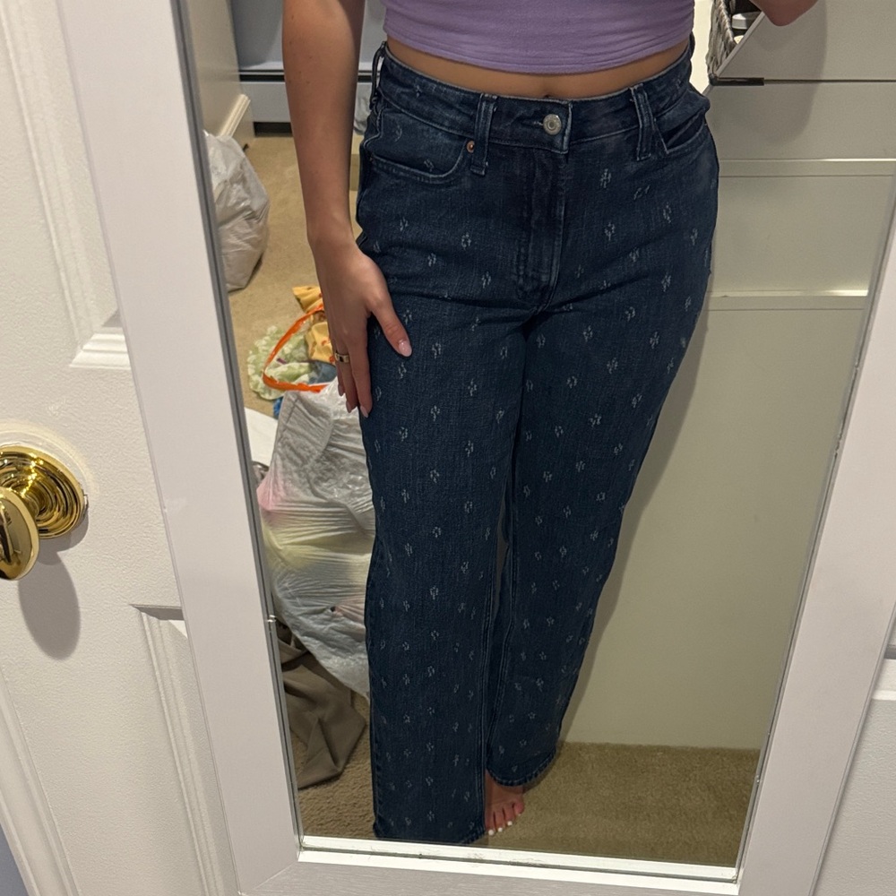 Old Navy Dark Blue Straight-Leg Jeans with Micro Pattern